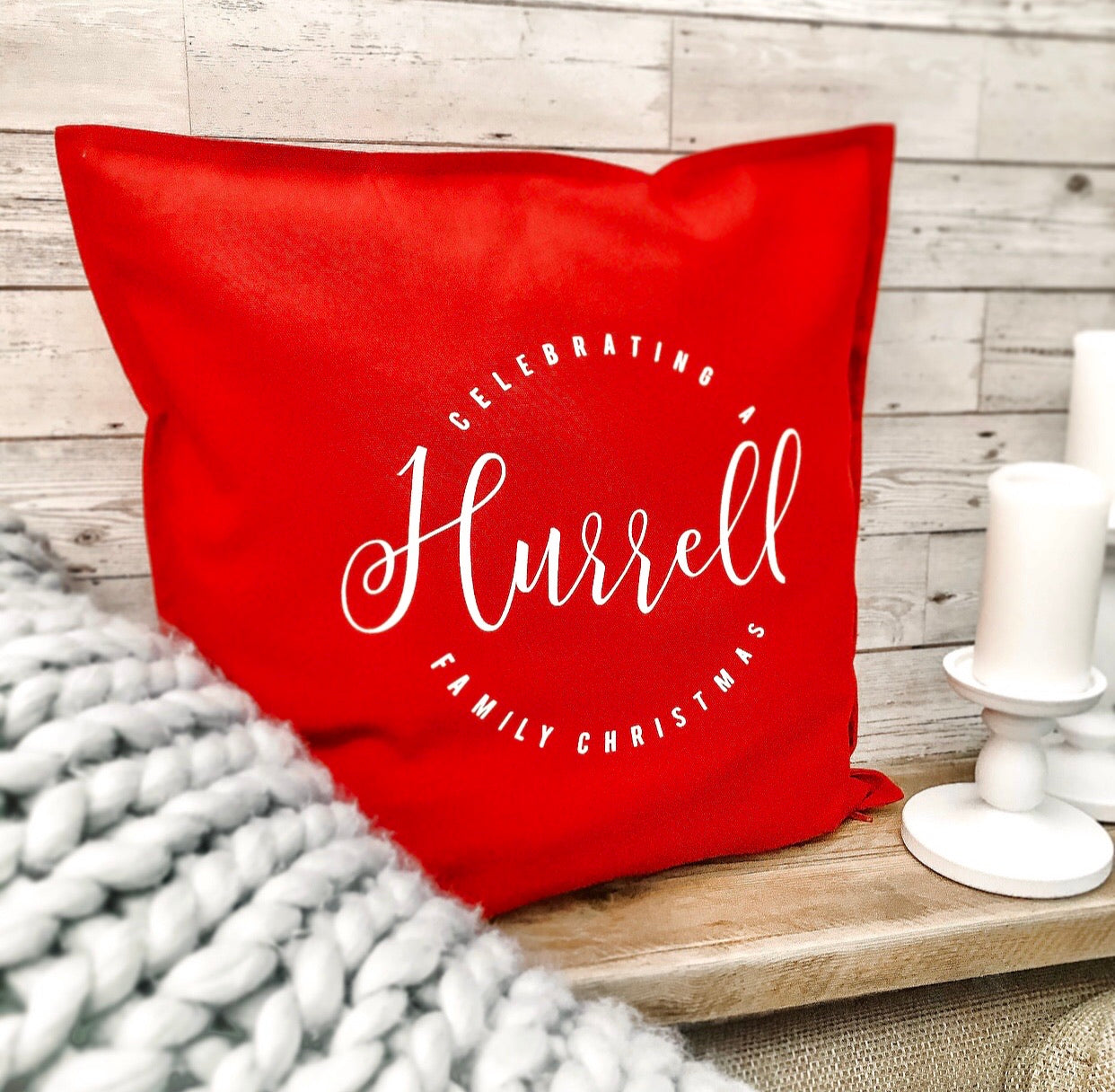 Personalised Red Christmas Cushion Cover – Ellie's Beautiful Mess