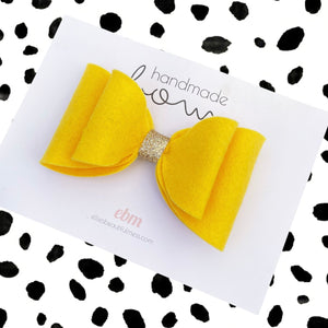 Yellow handmade felt bow